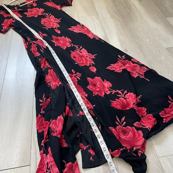 Vintage Floral Dress layered maxi womens Black Red (size 1x) whimsigoth feminine - Picture 7 of 7
